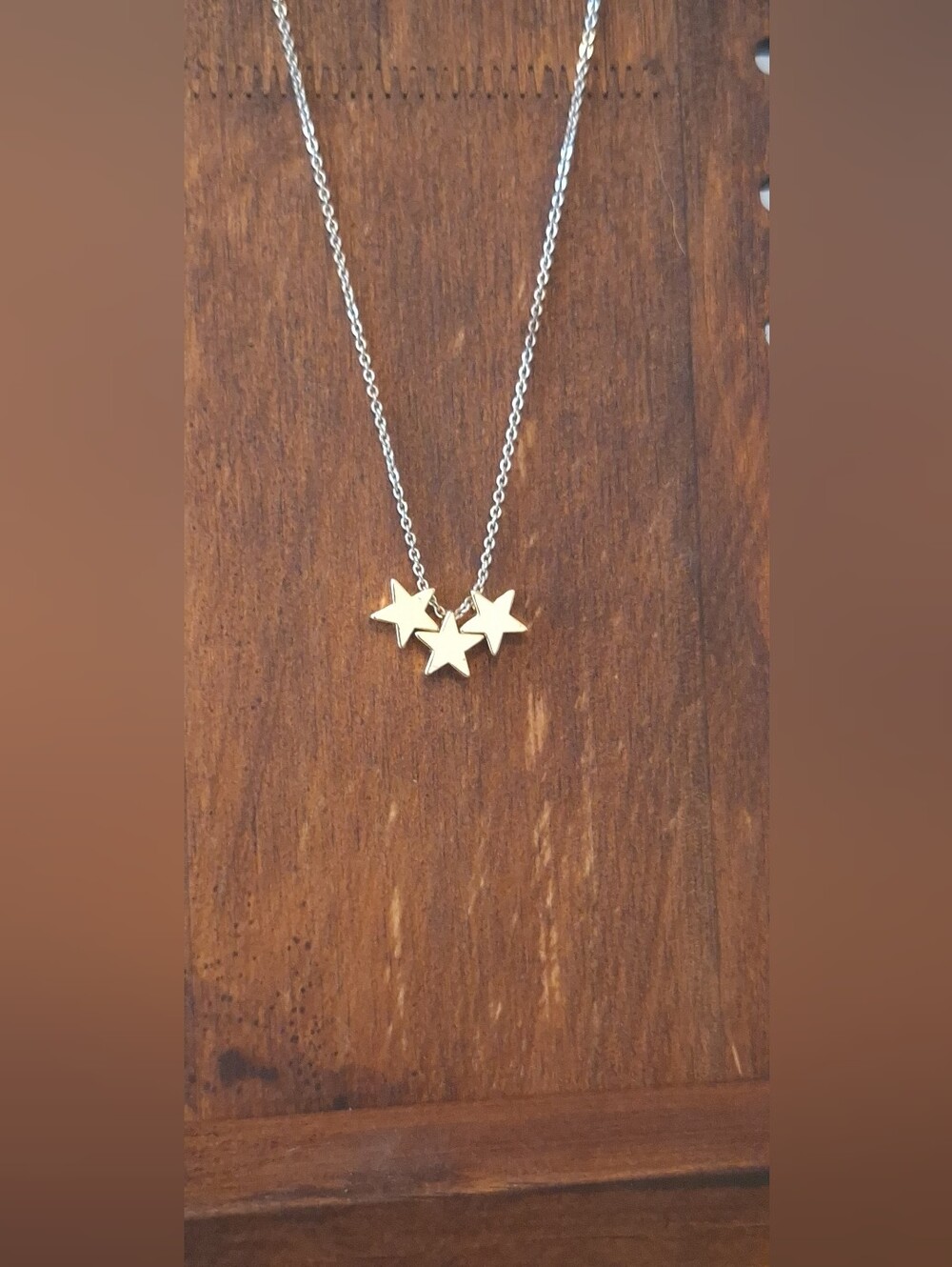 22.5" Triple Star Pendant Necklace in Two-tone Gold And Silver Floating